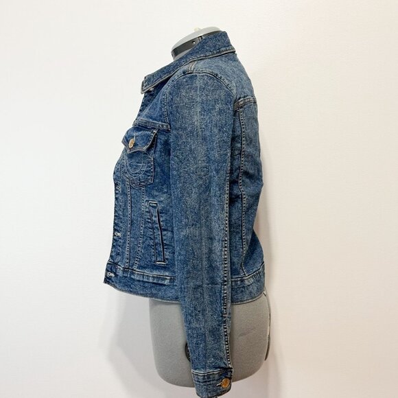 True Religion NWT Sz S  Medium  Wash Jesse Single Needle Slim Fit Denim Jacket - Picture 10 of 14